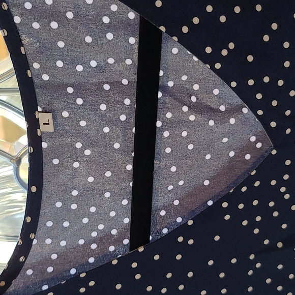 Amoretu Blue Polka Dot Swing Dress Sz L - Picture 8 of 9